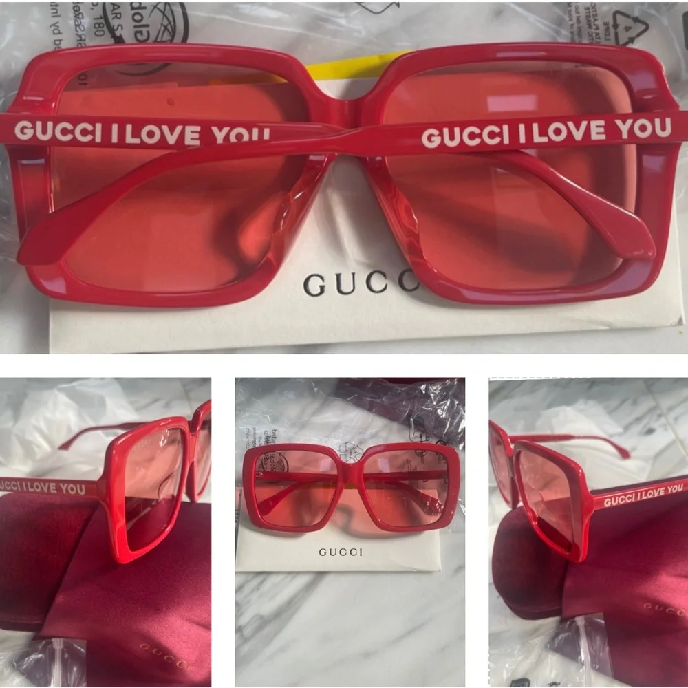 RED HOT GUCCI SUNGLASSES FROM THE PRESTIGE COLLECTION. GUCCI FANS SAY I LOVE YOU - Picture 12 of 16